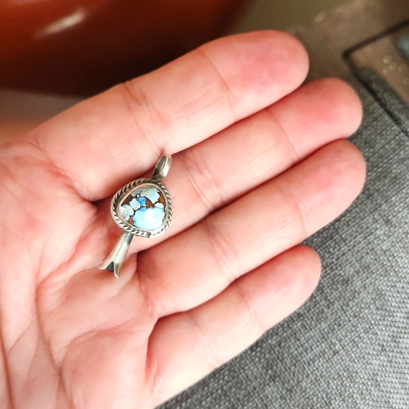 Stunning NWOT Native American Navajo Turquoise Squash Blossom Pendant 🩵🤎 - Picture 8 of 13